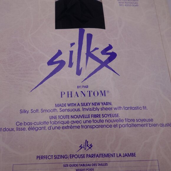 Silks by/par PHANTOM LACE TOP 'STAY-UPS' Stockings Shadow Toe Black Size B - Picture 13 of 16